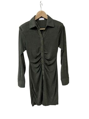 NWT Isalis Green Button Up Ruched Dress S
